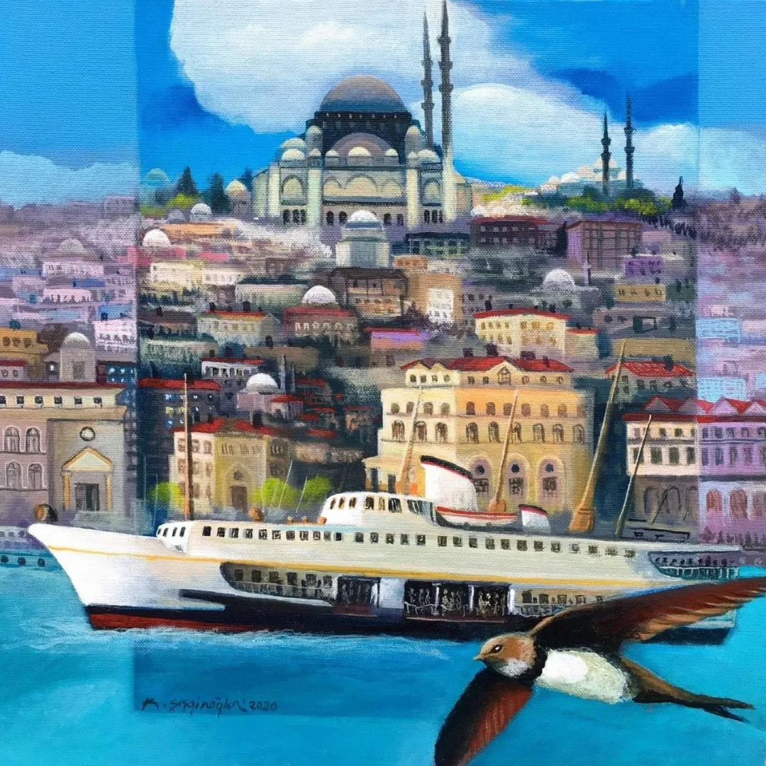 yakınlaştır "İstanbulun Ebabilleri" eseri KADİR ŞİŞGİNOĞLU tarafından 2020 yılında 40x40 cm ölçülerinde Tuval üzeri akrilik boya tekniği ile yapılmıştır.