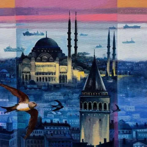 KADİR ŞİŞGİNOĞLU — “İstanbulun Ebabilleri”, 2020 "İstanbulun Ebabilleri" eseri KADİR ŞİŞGİNOĞLU tarafından 2020 yılında 40x40 cm ölçülerinde Tuval üzeri akrilik boya tekniği ile yapılmıştır.
