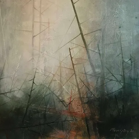 "Catharsis" eseri MUSA GÜNEY tarafından 2020 yılında 40x40 cm ölçülerinde Tuval üzeri yağlı boya tekniği ile yapılmıştır.