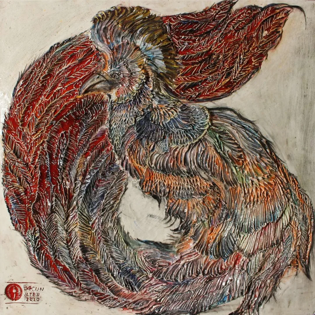 yakınlaştır "Zümrüdü Anka" eseri ORÇUN İLTER tarafından 2020 yılında 40x40 cm ölçülerinde Seramik, sır altı dekor, 1100 °C tekniği ile yapılmıştır.