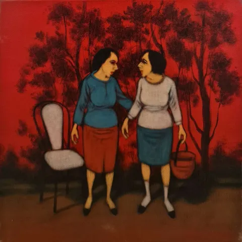 Bu eser ORHAN UMUT tarafından 2020 yılında 40x40 cm ölçülerinde Tuval üzeri akrilik boya tekniği ile yapılmıştır.