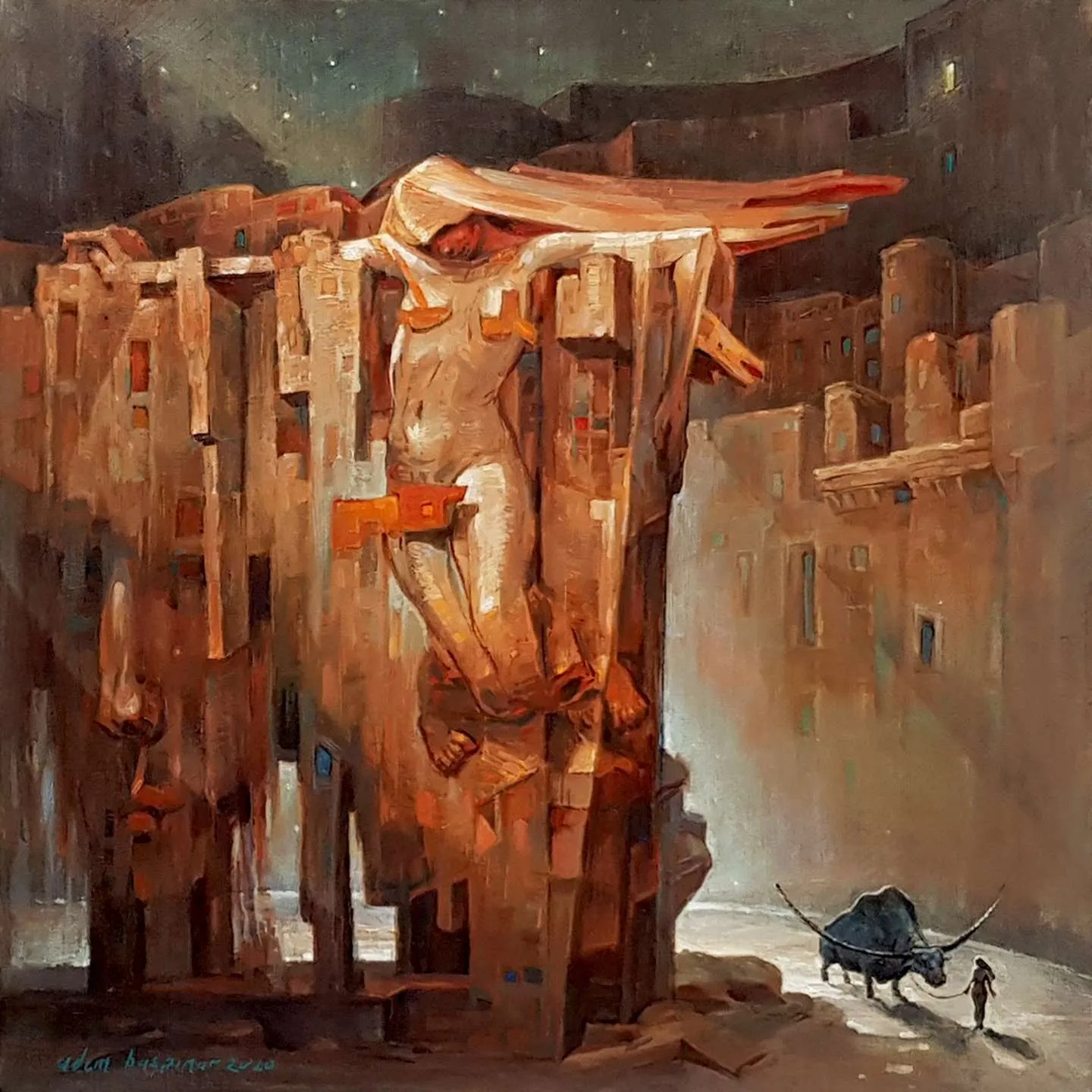 "Arz" eseri ADEM BAŞPINAR tarafından 2020 yılında 40x40 cm ölçülerinde Tuval üzeri akrilik boya tekniği ile yapılmıştır.