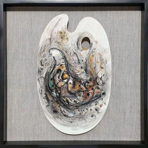 HALİL COŞKUN — “Untitled”, 2019 "İsimsiz" eseri HALİL COŞKUN tarafından 2019 yılında 52x33 cm ölçülerinde Ahşap palet üzeri yağlı boya tekniği ile yapılmıştır.