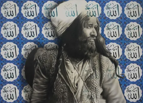 HASAN BASRİ İNAN — “Derviş”, 2017 "Derviş" eseri HASAN BASRİ İNAN tarafından 2017 yılında 100x140 cm ölçülerinde Tuval üzeri yağlı boya tekniği ile yapılmıştır.