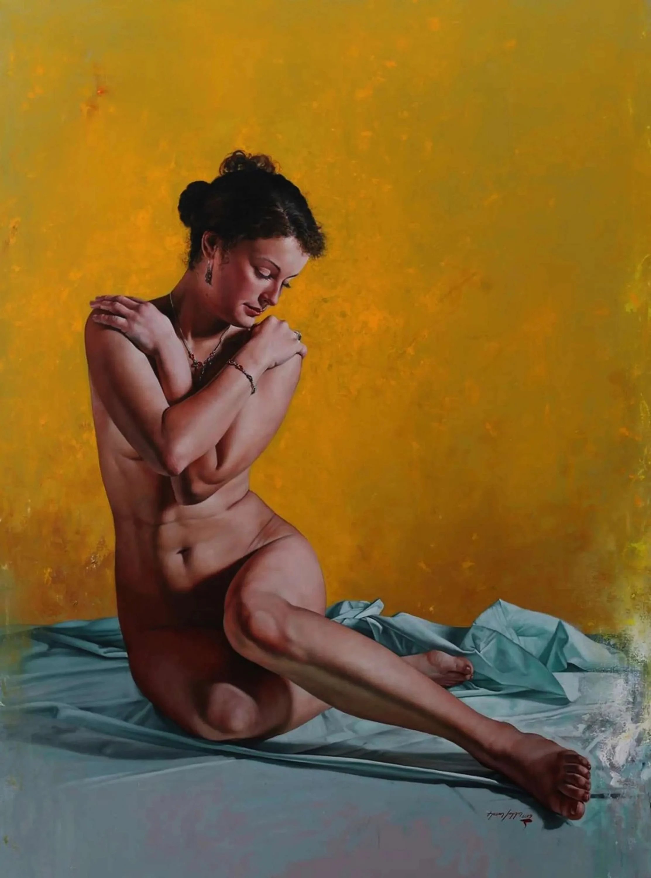 "Tevazu" eseri HASAN SAYGIN tarafından 130x97 cm ölçülerinde Tuval üzeri yağlı boya tekniği ile yapılmıştır.