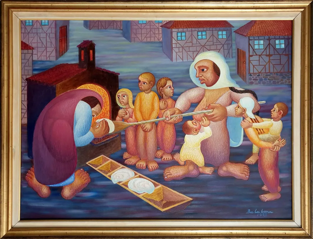 yakınlaştır "Fırın" eseri İBRAHİM BALABAN tarafından 1993 yılında 80x110 cm ölçülerinde Tuval üzeri yağlı boya tekniği ile yapılmıştır.