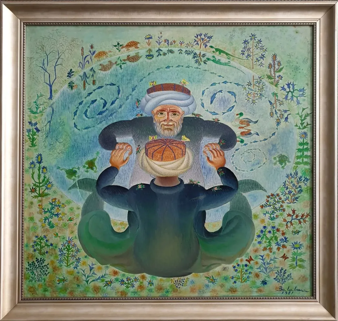 yakınlaştır "Nasreddin Hoca" eseri İBRAHİM BALABAN tarafından 1981 yılında 105x100 cm ölçülerinde Tuval üzeri yağlı boya tekniği ile yapılmıştır.