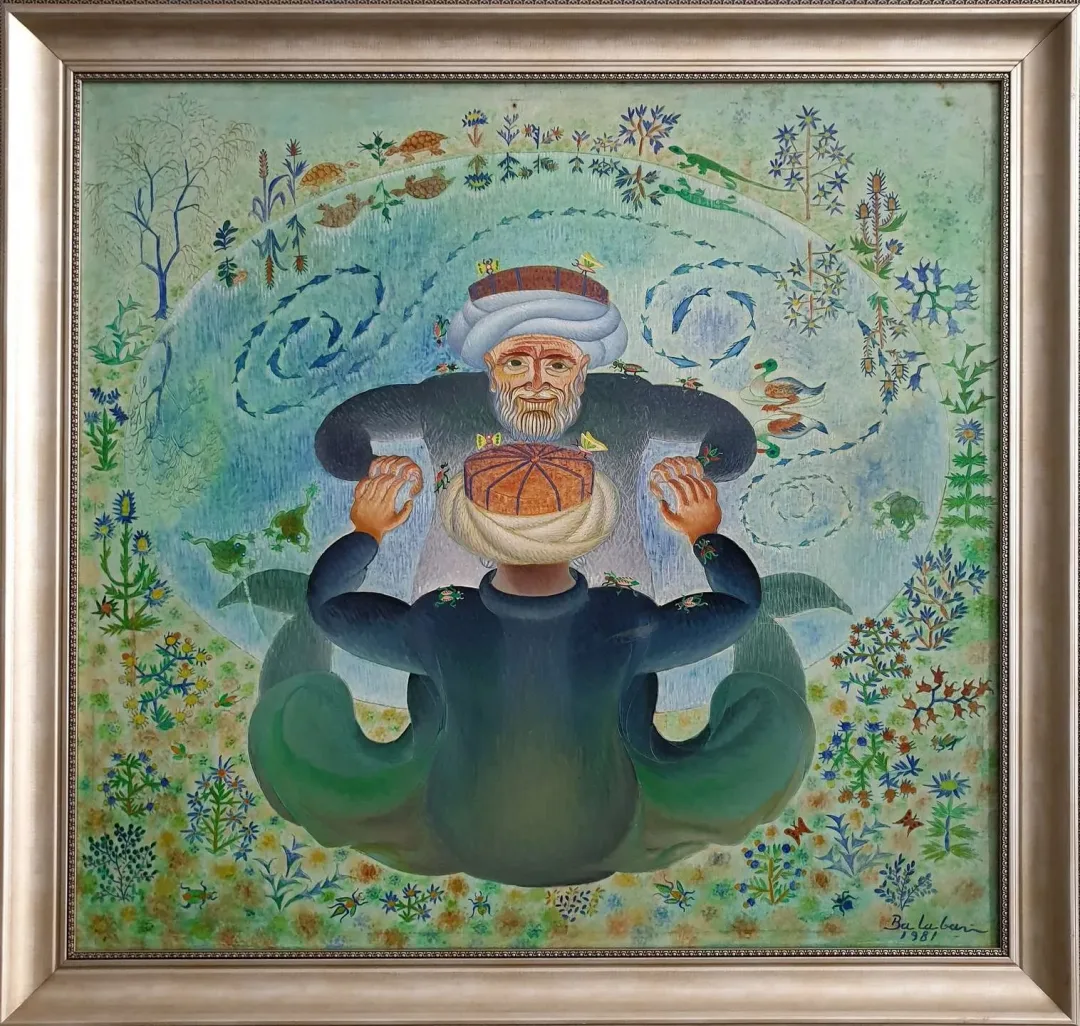 yakınlaştır "Nasreddin Hoca" eseri İBRAHİM BALABAN tarafından 1981 yılında 105x100 cm ölçülerinde Tuval üzeri yağlı boya tekniği ile yapılmıştır.