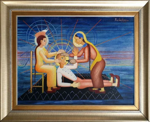 "Kerem ile Aslı" eseri İBRAHİM BALABAN tarafından 1990 yılında 50x70 cm ölçülerinde Tuval üzeri yağlı boya tekniği ile yapılmıştır.