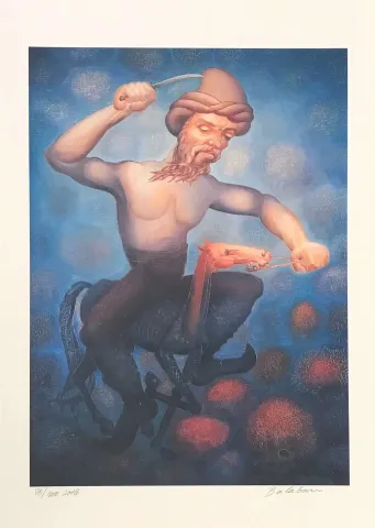 "Köroğlu" eseri İBRAHİM BALABAN tarafından 2019 yılında 57x42 cm ölçülerinde Dijital baskı tekniği ile yapılmıştır.