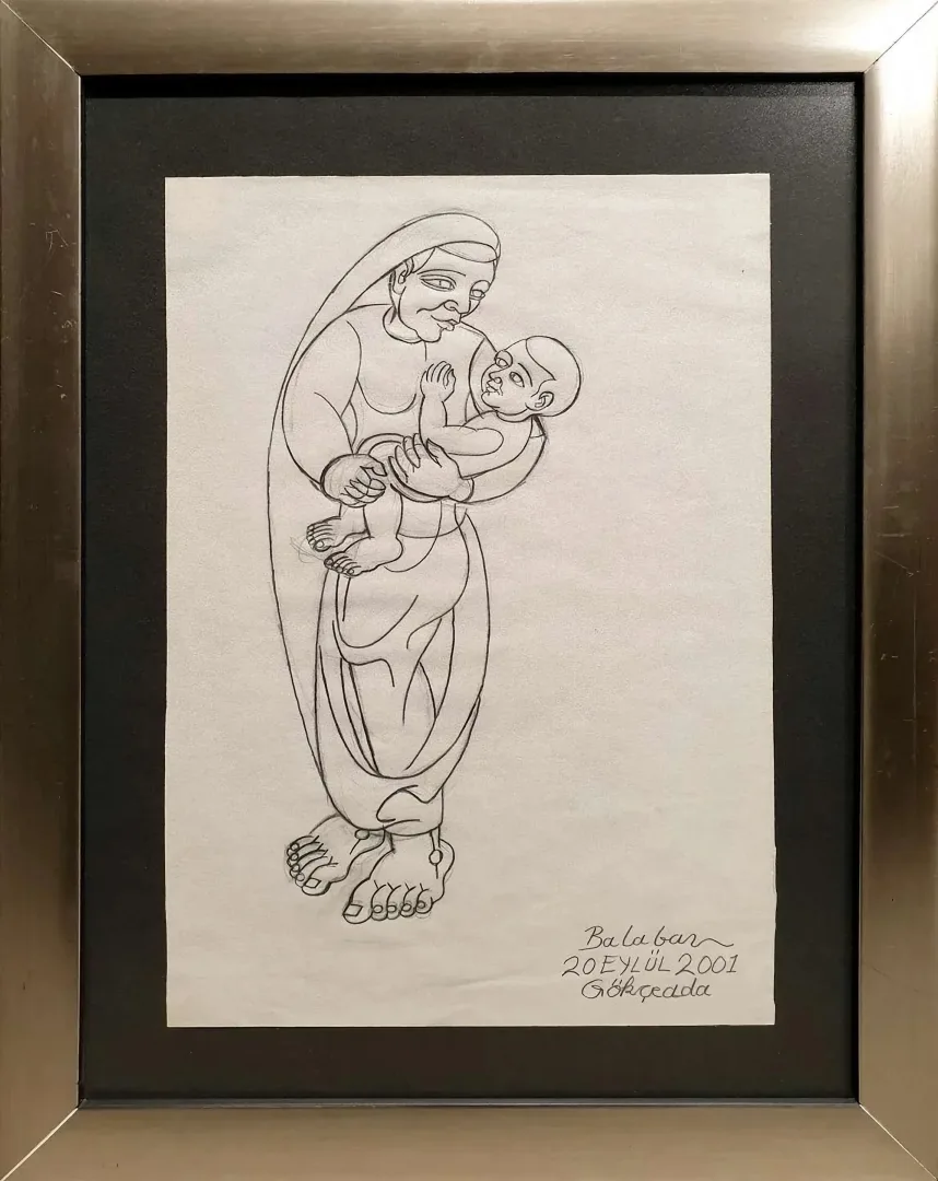 "Desen" eseri İBRAHİM BALABAN tarafından 2007 yılında 33x24 cm ölçülerinde Kağıt üzeri karakalem tekniği ile yapılmıştır.