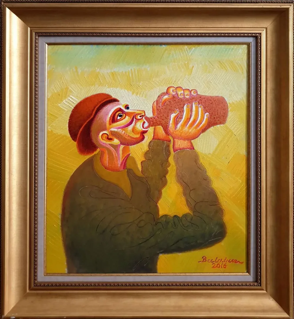"Su İçen" eseri İBRAHİM BALABAN tarafından 2016 yılında 60x50 cm ölçülerinde Tuval üzeri yağlı boya tekniği ile yapılmıştır.