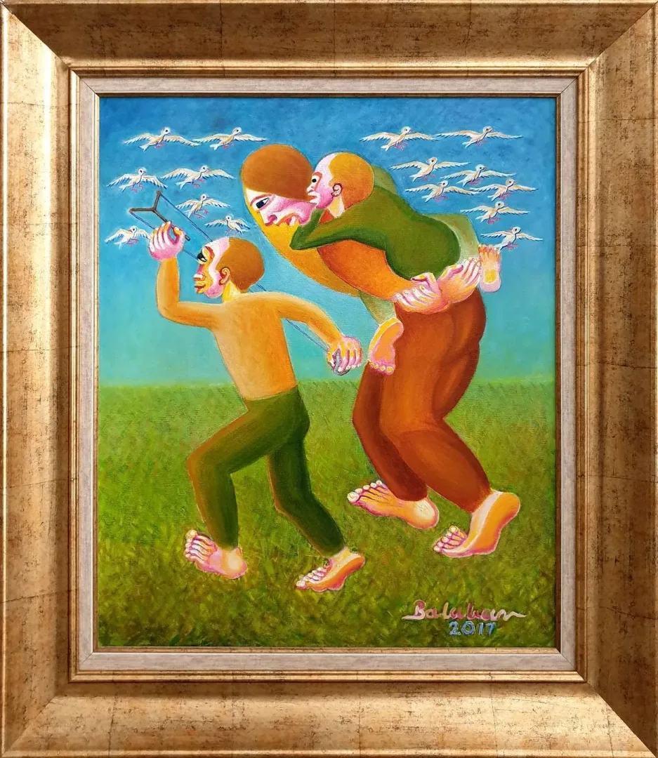 "Ana ve Çocukları" eseri İBRAHİM BALABAN tarafından 2017 yılında 60x50 cm ölçülerinde Tuval üzeri yağlı boya tekniği ile yapılmıştır.