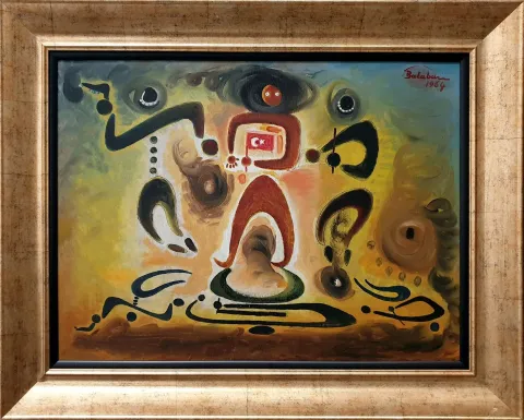 "Tutuklu Öğrenci" eseri İBRAHİM BALABAN tarafından 1964 yılında 50x70 cm ölçülerinde Duralite marufle kartona yağlı boya tekniği ile yapılmıştır.