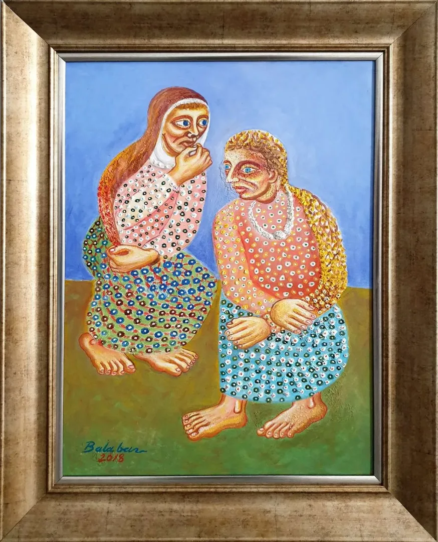 yakınlaştır "İki Kadın" eseri İBRAHİM BALABAN tarafından 2018 yılında 70x50 cm ölçülerinde Tuval üzeri yağlı boya tekniği ile yapılmıştır.