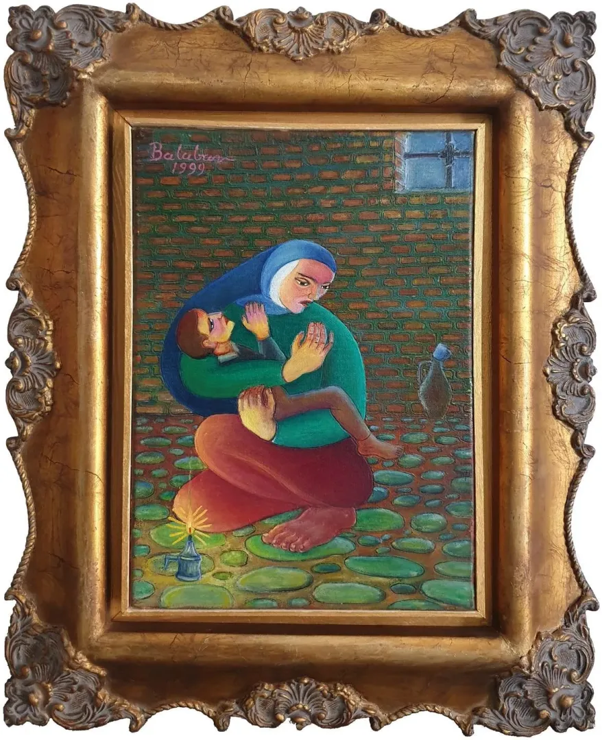 yakınlaştır "Tutuklu Ana" eseri İBRAHİM BALABAN tarafından 1999 yılında 35x25 cm ölçülerinde Tuval üzeri yağlı boya tekniği ile yapılmıştır.