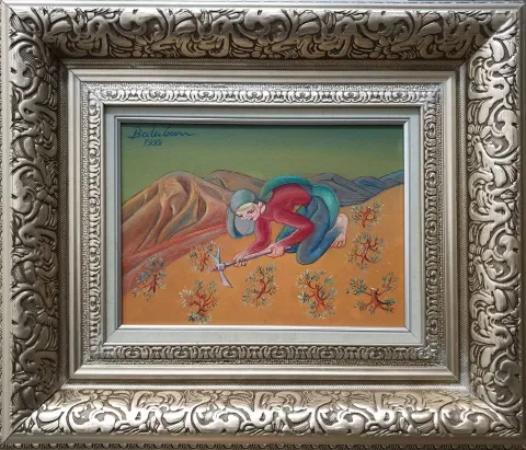 "Çapa Yapan Kadın" eseri İBRAHİM BALABAN tarafından 1999 yılında 25x35 cm ölçülerinde Tuval üzeri yağlı boya tekniği ile yapılmıştır.