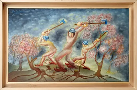 "Ormancılar" eseri İBRAHİM BALABAN tarafından 1983 yılında 35x58 cm ölçülerinde Tuval üzeri yağlı boya tekniği ile yapılmıştır.