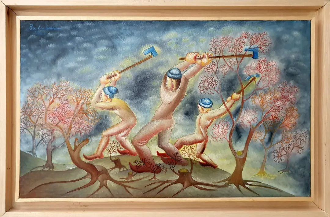 yakınlaştır "Ormancılar" eseri İBRAHİM BALABAN tarafından 1983 yılında 35x58 cm ölçülerinde Tuval üzeri yağlı boya tekniği ile yapılmıştır.