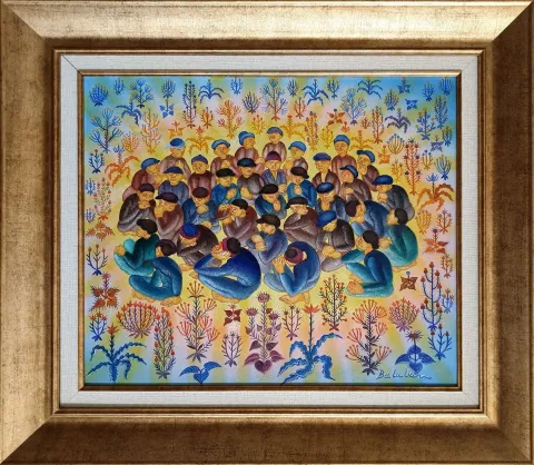 "Bekleyiş" eseri İBRAHİM BALABAN tarafından 1990 yılında 50x60 cm ölçülerinde Tuval üzeri yağlı boya tekniği ile yapılmıştır.