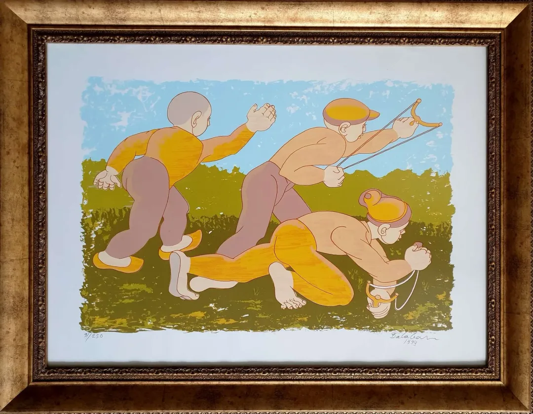 "Avcı Çocuklar" eseri İBRAHİM BALABAN tarafından 1993 yılında 50x70 cm ölçülerinde 91/250 Serigrafi tekniği ile yapılmıştır.