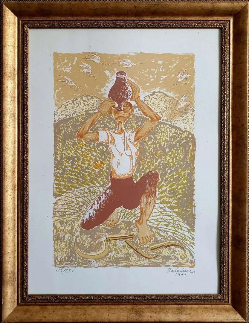 yakınlaştır "Su İçen" eseri İBRAHİM BALABAN tarafından 1993 yılında 70x50 cm ölçülerinde 105/250 Serigrafi tekniği ile yapılmıştır.