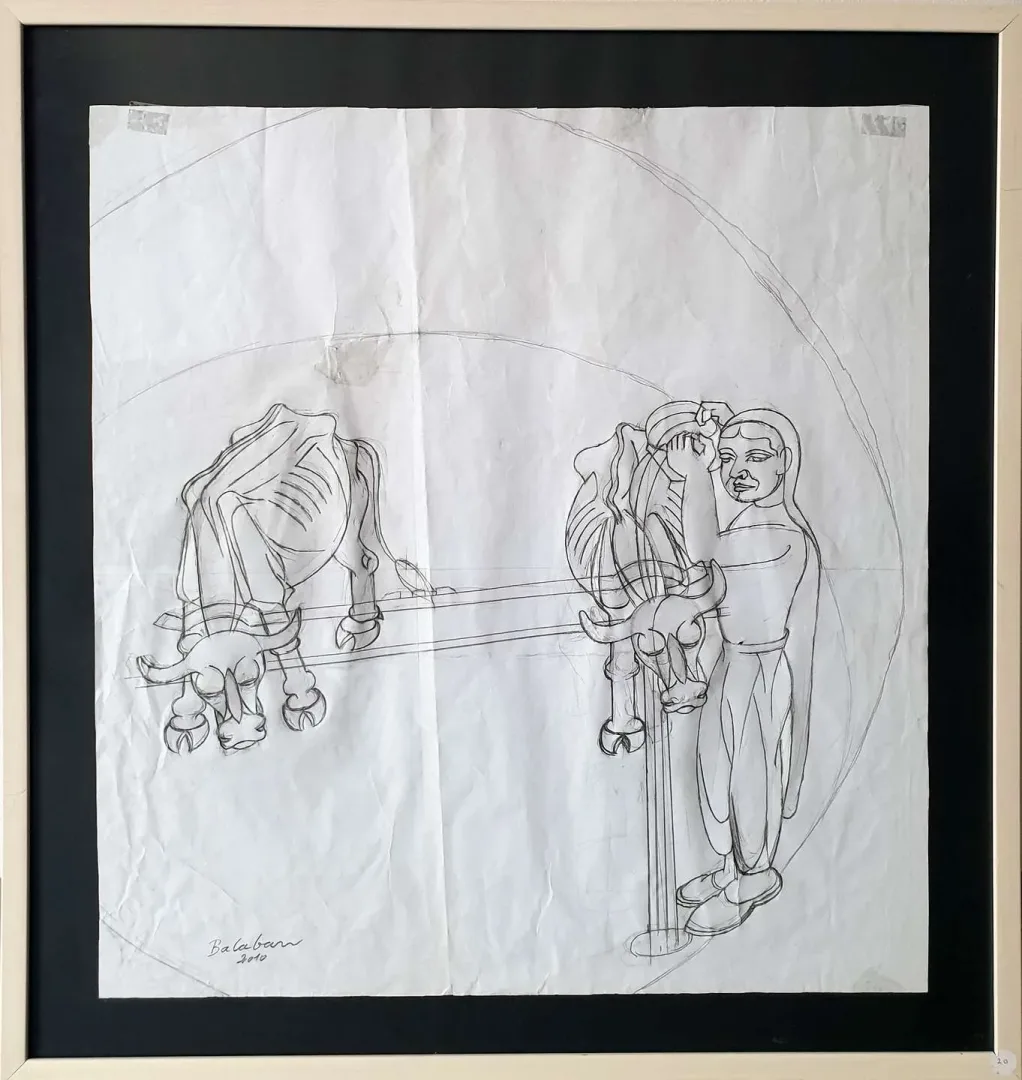 yakınlaştır "Harman" eseri İBRAHİM BALABAN tarafından 2010 yılında 64x60 cm ölçülerinde Kağıt üzeri karakalem tekniği ile yapılmıştır.