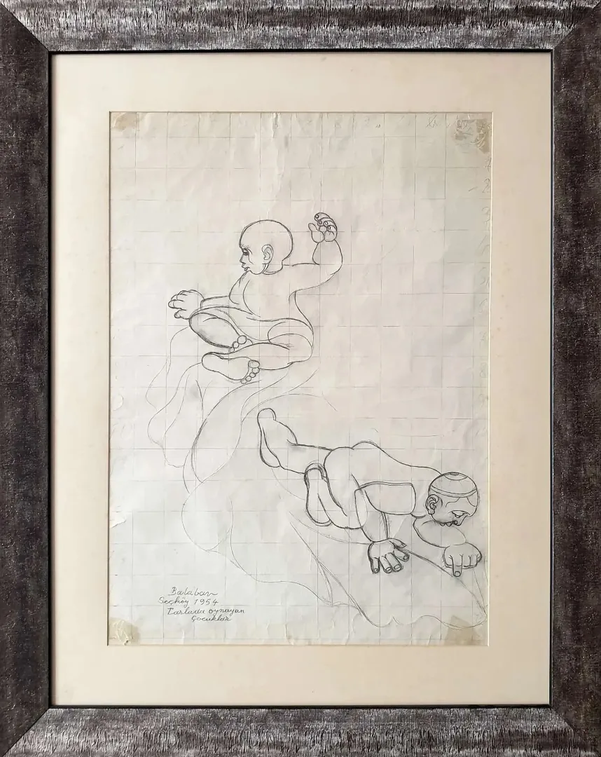 "Tarlada Oynayan Çocuklar" eseri İBRAHİM BALABAN tarafından 1954 yılında 68x49 cm ölçülerinde Kağıt üzeri karakalem tekniği ile yapılmıştır.