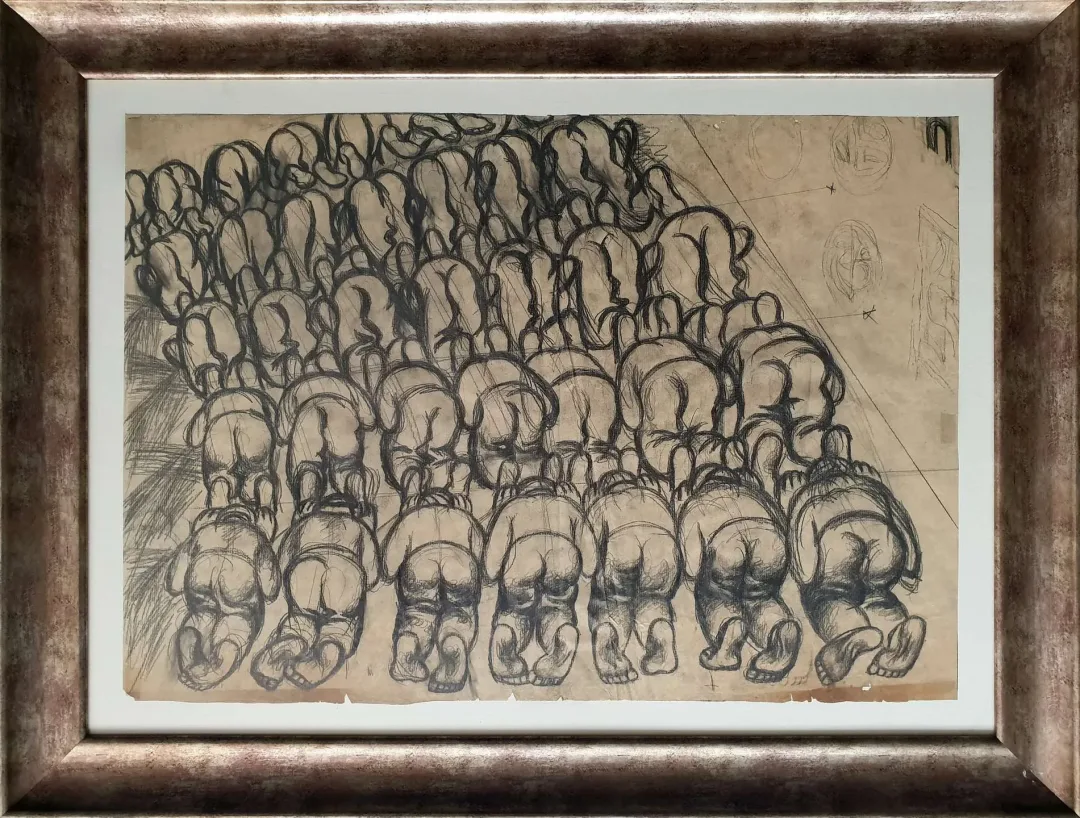yakınlaştır "Namaz Kılanlar" eseri İBRAHİM BALABAN tarafından 1950 yılında 60x85 cm ölçülerinde Kağıt üzeri karakalem tekniği ile yapılmıştır.