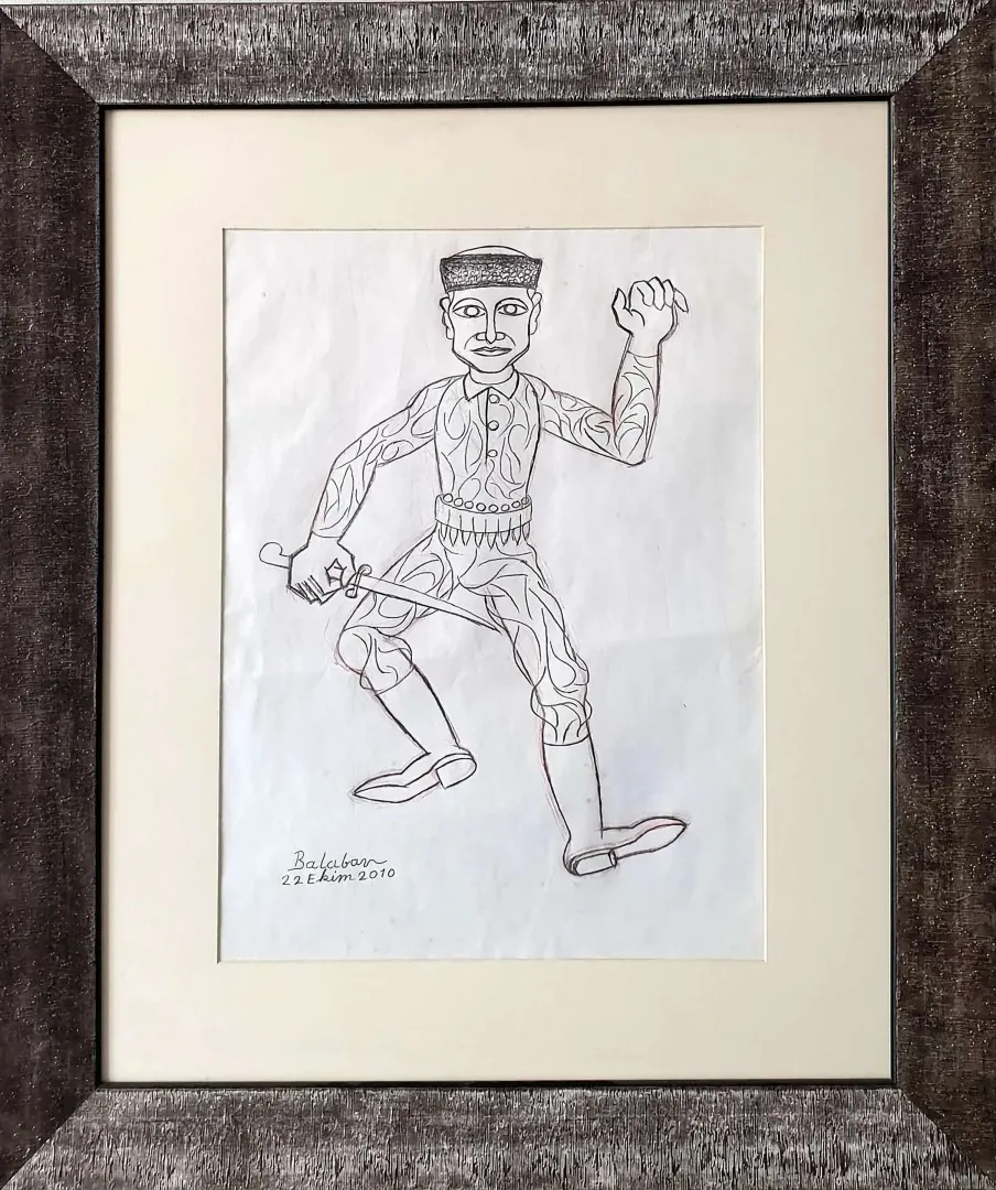 "Asker" eseri İBRAHİM BALABAN tarafından 2010 yılında 47x34 cm ölçülerinde Kağıt üzeri karakalem tekniği ile yapılmıştır.