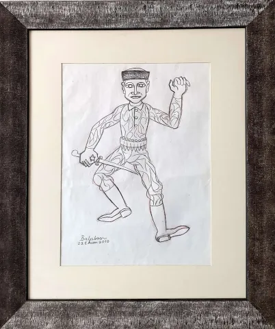 "Asker" eseri İBRAHİM BALABAN tarafından 2010 yılında 47x34 cm ölçülerinde Kağıt üzeri karakalem tekniği ile yapılmıştır.