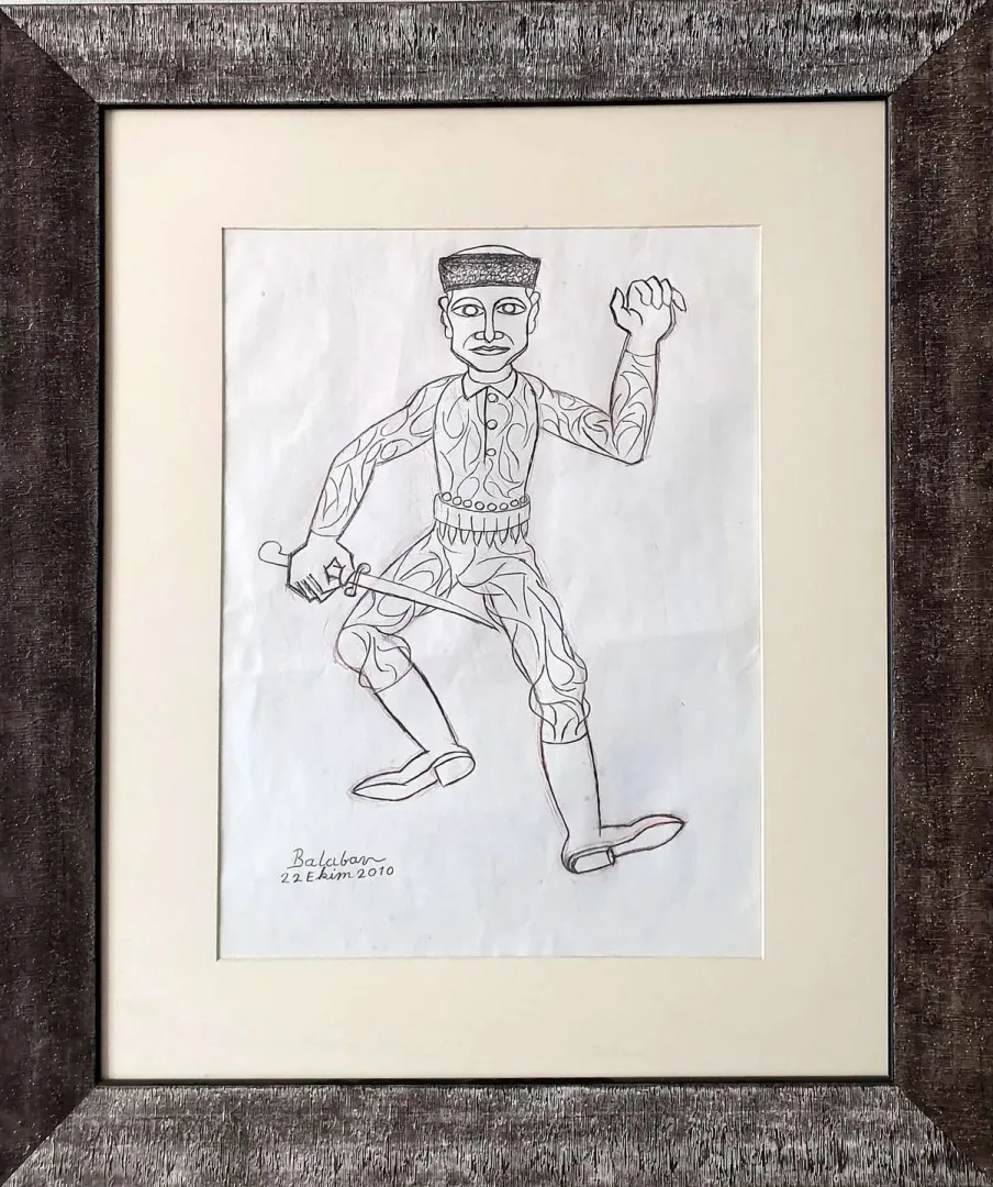 "Asker" eseri İBRAHİM BALABAN tarafından 2010 yılında 47x34 cm ölçülerinde Kağıt üzeri karakalem tekniği ile yapılmıştır.