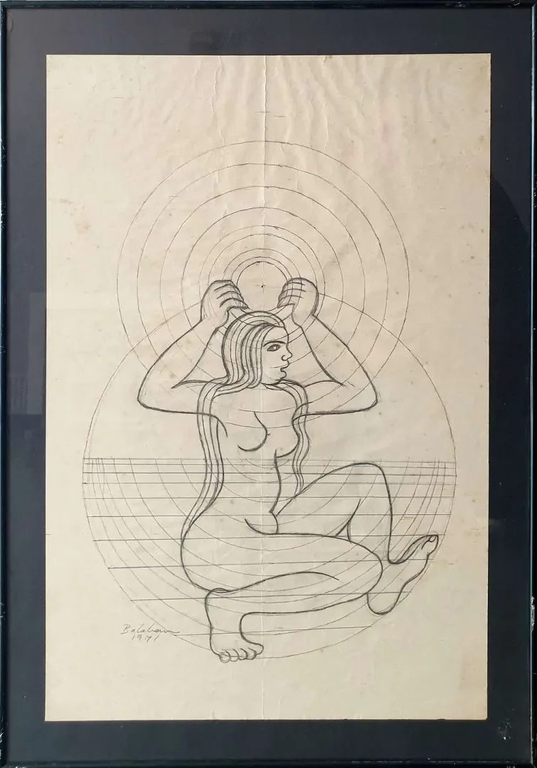 yakınlaştır "Güneş Banyosu" eseri İBRAHİM BALABAN tarafından 1971 yılında 59x38 cm ölçülerinde Kağıt üzeri karakalem tekniği ile yapılmıştır.