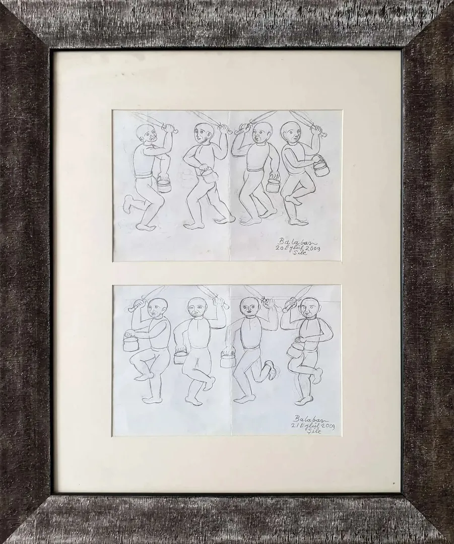 yakınlaştır "Kerbela (2li)" eseri İBRAHİM BALABAN tarafından 2009 yılında 20x30 cm ölçülerinde Kağıt üzeri karakalem tekniği ile yapılmıştır.