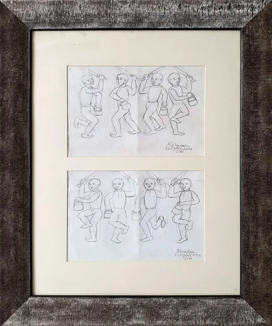 yakınlaştır "Kerbela (2li)" eseri İBRAHİM BALABAN tarafından 2009 yılında 20x30 cm ölçülerinde Kağıt üzeri karakalem tekniği ile yapılmıştır.