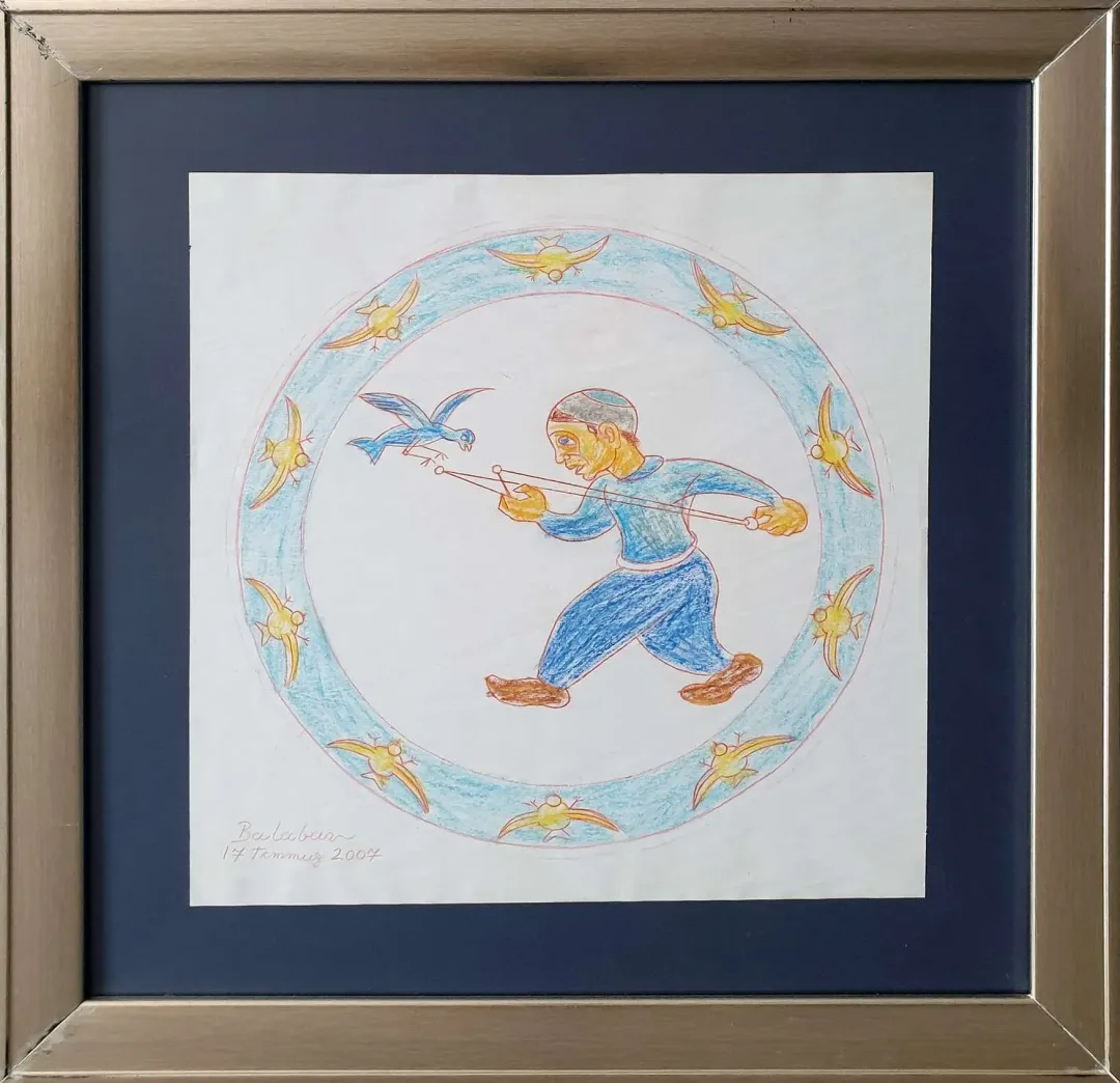 yakınlaştır "Avcı Çocuk" eseri İBRAHİM BALABAN tarafından 2007 yılında 36x35 cm ölçülerinde Kağıt üzeri pastel boya tekniği ile yapılmıştır.