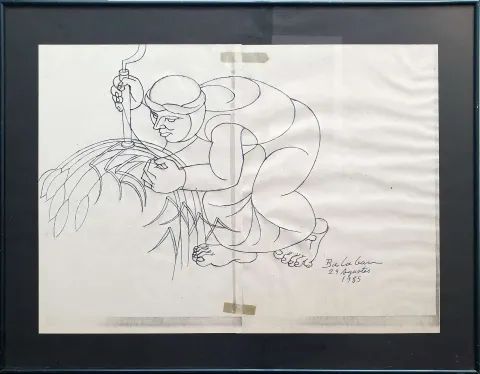 "Ekin Biçen" eseri İBRAHİM BALABAN tarafından 1985 yılında 37x50 cm ölçülerinde Tuval için yapılmış ön çalışma tekniği ile yapılmıştır.