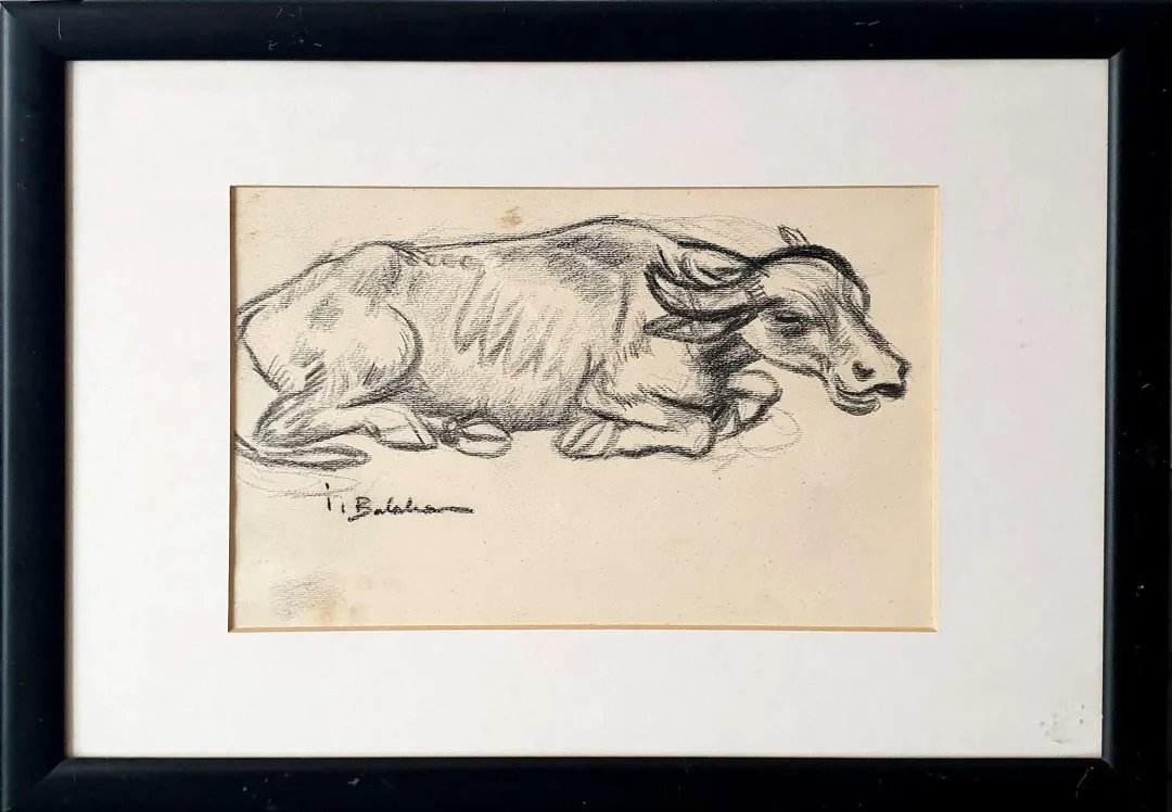 yakınlaştır "Manda" eseri İBRAHİM BALABAN tarafından 1945 yılında 18x25 cm ölçülerinde Kağıt üzeri karakalem tekniği ile yapılmıştır.