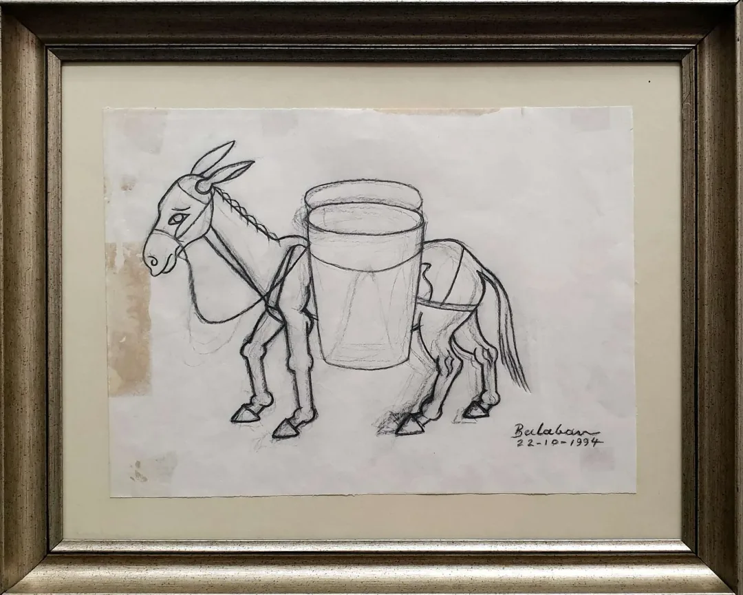 yakınlaştır "Eşek" eseri İBRAHİM BALABAN tarafından 1994 yılında 25x35 cm ölçülerinde Kağıt üzeri karakalem tekniği ile yapılmıştır.