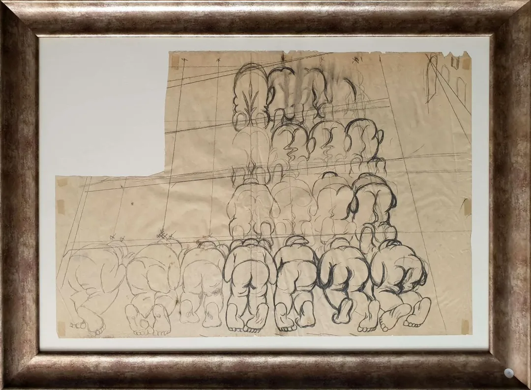 yakınlaştır "Namaz Kılanlar" eseri İBRAHİM BALABAN tarafından 1950 yılında 62x90 cm ölçülerinde Kağıt üzeri karakalem tekniği ile yapılmıştır.