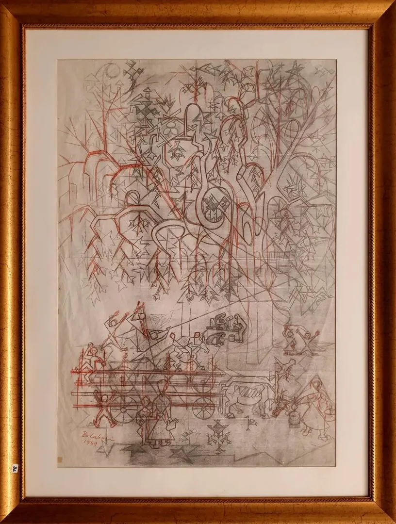 yakınlaştır "Çınar" eseri İBRAHİM BALABAN tarafından 1959 yılında 87x60 cm ölçülerinde Fotokopi üzeri çalışma tekniği ile yapılmıştır.
