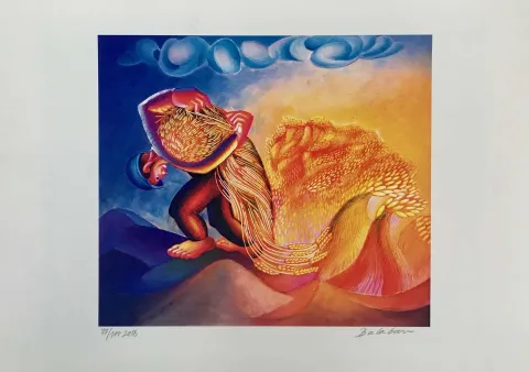 "Tarlayı Sırtlayan Adam" eseri İBRAHİM BALABAN tarafından 2027 yılında 38x43 cm ölçülerinde Dijital baskı tekniği ile yapılmıştır.