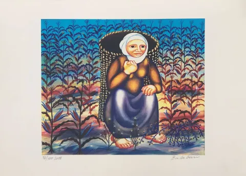 "Küfeli Ana" eseri İBRAHİM BALABAN tarafından 38x45 cm ölçülerinde Dijital baskı tekniği ile yapılmıştır.