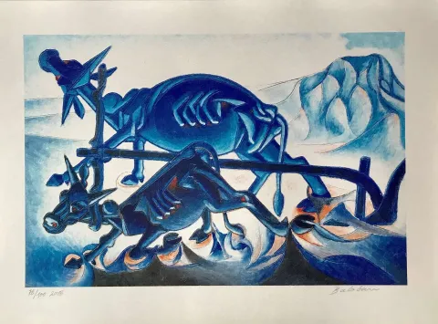 "Karasabanda Öküzler" eseri İBRAHİM BALABAN tarafından 38x57 cm ölçülerinde Dijital baskı tekniği ile yapılmıştır.