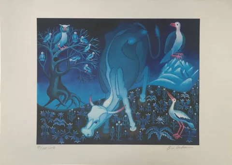"Özgür Öküz" eseri İBRAHİM BALABAN tarafından 38x48 cm ölçülerinde Dijital baskı tekniği ile yapılmıştır.