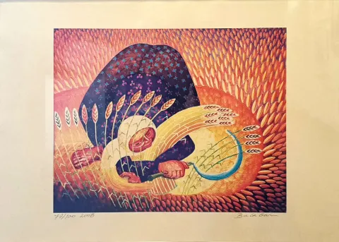 "Ekin Biçen Ana" eseri İBRAHİM BALABAN tarafından 38x48 cm ölçülerinde Dijital baskı tekniği ile yapılmıştır.