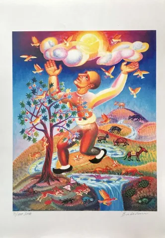 "Yunus Emre" eseri İBRAHİM BALABAN tarafından 51x42 cm ölçülerinde Dijital baskı tekniği ile yapılmıştır.