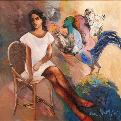 MUSTAFA AYAZ — “İsimsiz”, 1995 "İsimsiz" eseri MUSTAFA AYAZ tarafından 1995 yılında 60x60 cm ölçülerinde Tuval üzeri yağlı boya tekniği ile yapılmıştır.