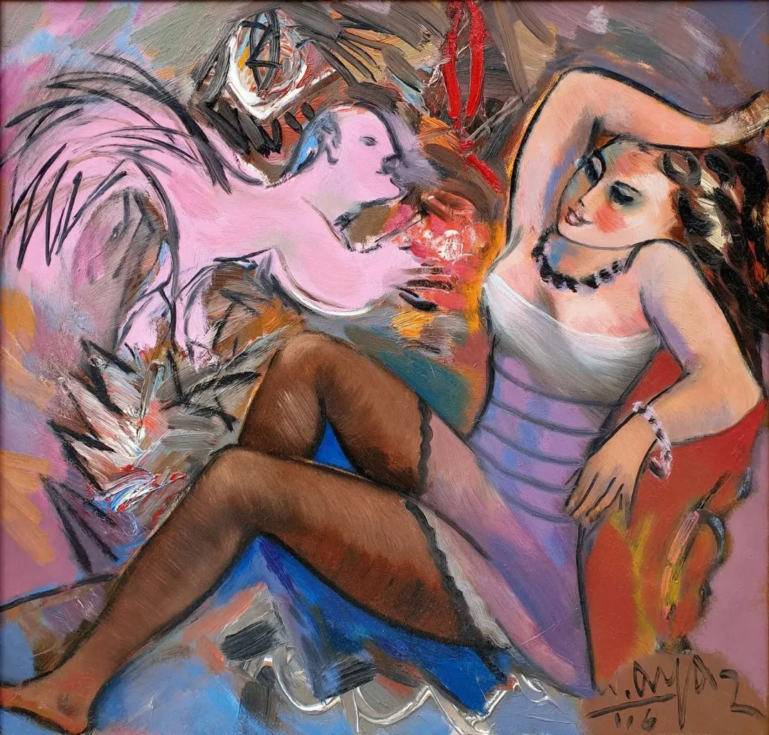 "İsimsiz" eseri MUSTAFA AYAZ tarafından 2006 yılında 40x40 cm ölçülerinde Duralit üzeri yağlı boya tekniği ile yapılmıştır.