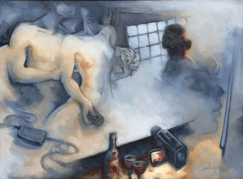 ORHAN TAYLAN — “İsimsiz” "İsimsiz" eseri ORHAN TAYLAN tarafından 90x120 cm ölçülerinde Tuval üzeri yağlı boya tekniği ile yapılmıştır.